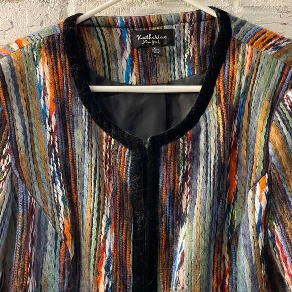 Katherine New York Multicolor Textured Wool-Blend Jacket - Picture 2 of 13